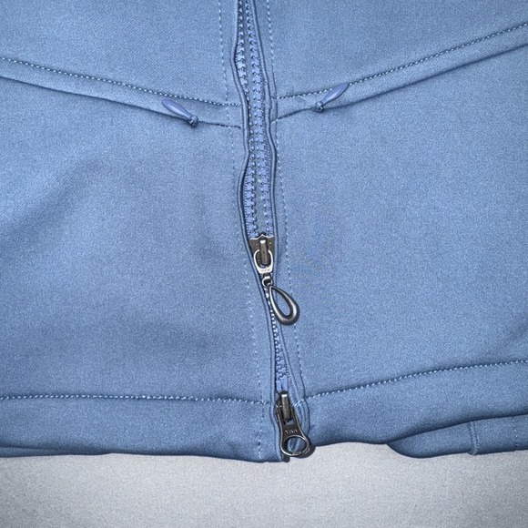 ATHLETA Blue Hooded Poly Blend Zip Jacket Removable Faux Fur Zip Pockets Sz M - Picture 5 of 7